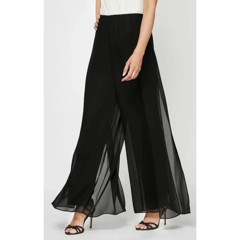90s Vintage Alex Evenings Chiffon Layered Wide Leg Evening Pants sz XL